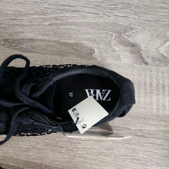 ZARA WOMEN’S MESH DERBY SHOES BACK PULL TAB.LACE-UP CLOSURE 6,5 EU 37. - Picture 4 of 5